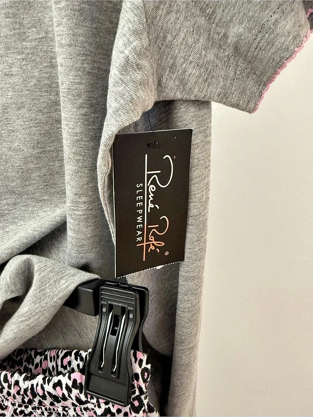 Rene Rofe Animal Print Pajama Set Gray & Pink XL NWT